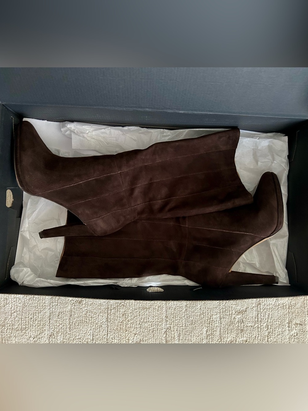 Vtg Banana Republic Chocolate Brown Italian Suede High Heel Boots (EUC) - Picture 12 of 16
